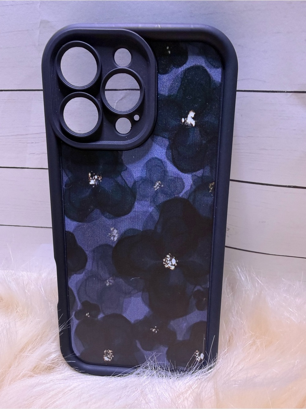 Floral Navy & Black iPhone 16 Pro Max Case